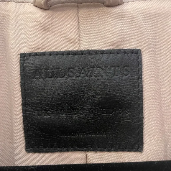 All Saints Blush Pink Genuine Leather Jacket - Picture 5 of 6